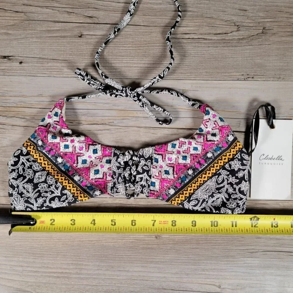 Cleobella Turquoise Bralette Halter Bikini Top Sz XS